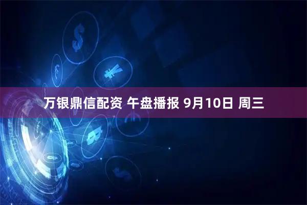 万银鼎信配资 午盘播报 9月10日 周三